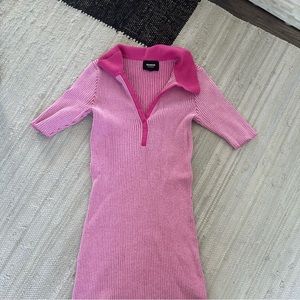 Monrow pink fitted knit summer dress